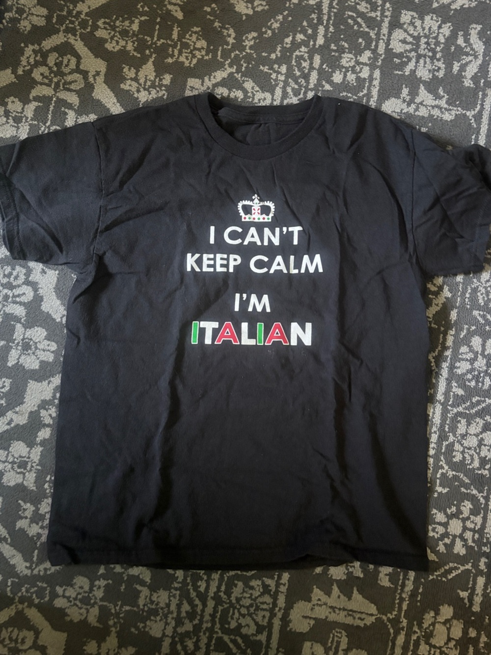 I CAN'T KEEP CALM I'M ITALIAN Black Graphic Tee